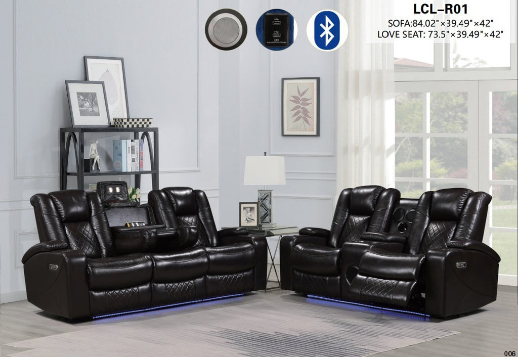 Reclining Living Room Set with Bluetooth technology Dark Brown